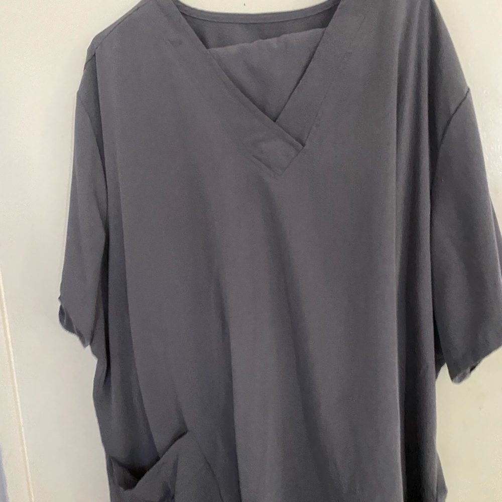 Gray V-Neck Women's Top and bottom scrub set 5x